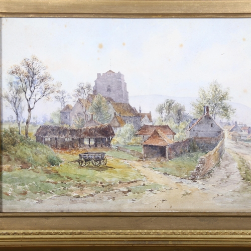 541 - 19th century watercolour of Pevensey church, unsigned, gilt-framed, 41cm x 51cm