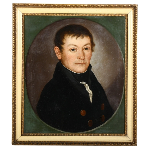 542 - Oil on canvas, 19th century portrait of a gentleman, framed, 46cm x 40cm