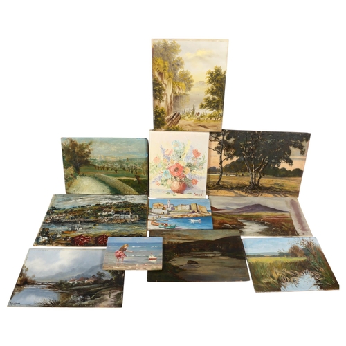 547 - Bag of assorted mainly oil paintings, various subjects