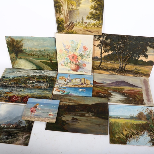 547 - Bag of assorted mainly oil paintings, various subjects