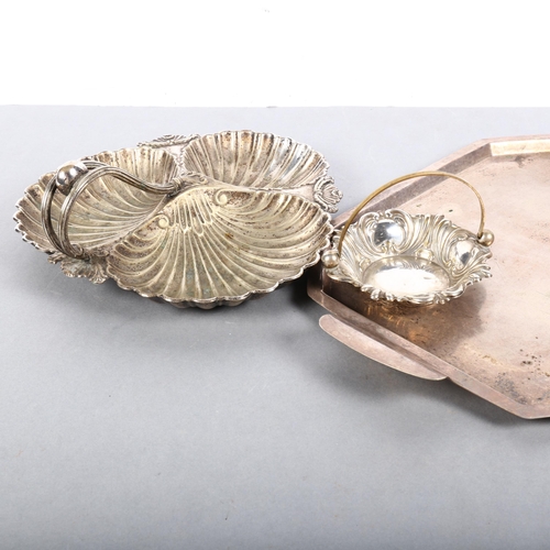 554 - Collis & Company, a silver plated oval tureen and cover, a Walker & Hall fluted hors d'oeuvres dish,... 