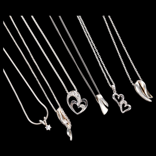 588 - 6 various Danish silver pendants and necklaces, some stone set