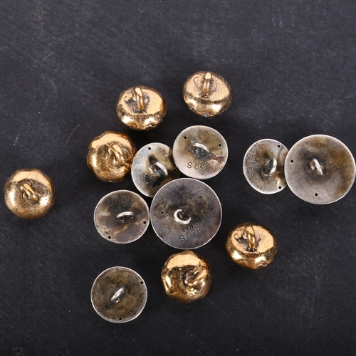 589 - A collection of various silver and silver-gilt buttons (13)