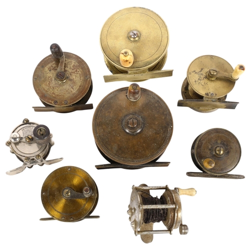 72 - A group of brass and other Vintage fishing reels, including a 3.5