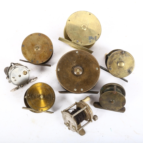 72 - A group of brass and other Vintage fishing reels, including a 3.5