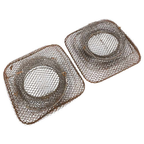 73 - 2 Vintage wire mesh collapsible fishing baskets