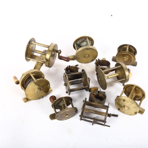 74 - A group of Vintage miniature brass fishing reels (all unnamed) (9)