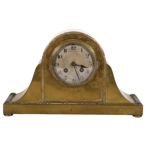 637 - A brass-cased mantel clock, with 2-train movement, by Sir John Bennett Ltd London, H21.5cm