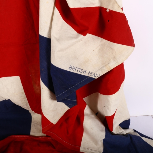 642 - A red white and blue cotton stitched pennant, and a printed cotton Union Jack, 170cm x 116cm