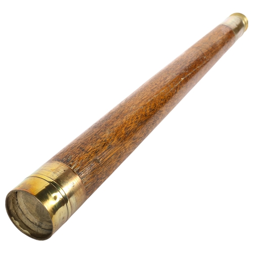 647 - Antique oak and brass telescope by Cary of London, 87cm