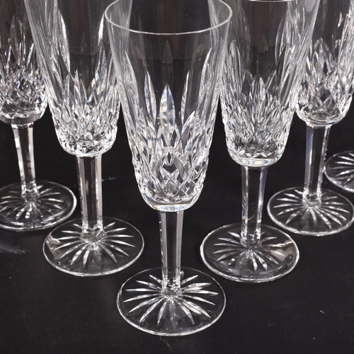 655 - 6 Waterford Crystal Lismore pattern champagne flutes, 18cm