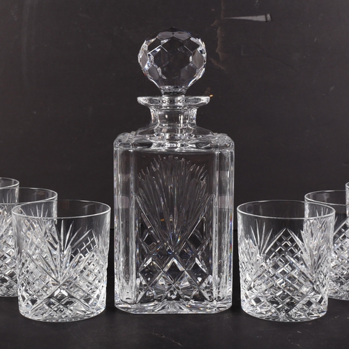 658 - An Edinburgh Crystal decanter and stopper, H24cm, and 6 Royal Doulton Whisky tumblers