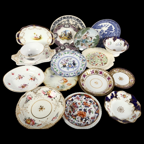 669 - A collection of decorative 19th century and later plates and bowls, including Minton, Ridgeways, Spo... 