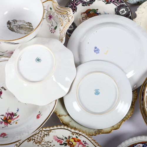 669 - A collection of decorative 19th century and later plates and bowls, including Minton, Ridgeways, Spo... 