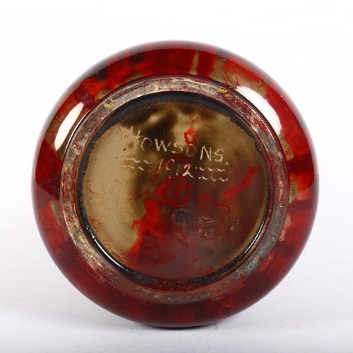 684 - A Howsons ruby and brown lustre vase, maker's mark to base 