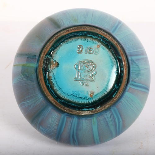 687 - A Pilkingtons Lancastrian turquoise vase, maker's stamp to underside, ref. 2159, H10cm, from the est... 