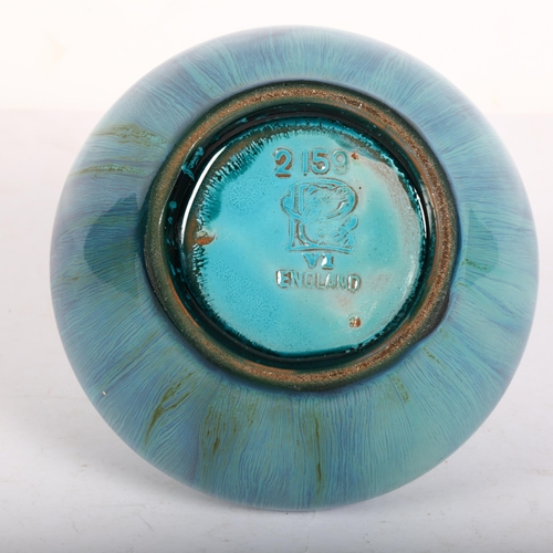 688 - A Pilkingtons Lancastrian turquoise vase, maker's stamp to underside, ref. 2159, H10cm, from the est... 