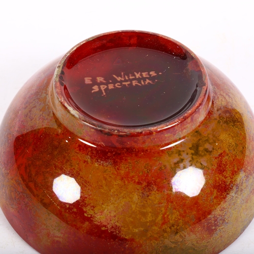 696 - An E.R. Wilkes Spectria red and orange lustre bowl, maker's mark to base, diameter 15cm, from the es... 