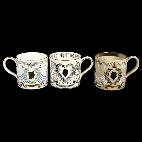 746 - 3 Wedgwood commemorative mugs - 1977 Jubilee, 1972 Wedding Anniversary, and Mark Philips and Princes... 