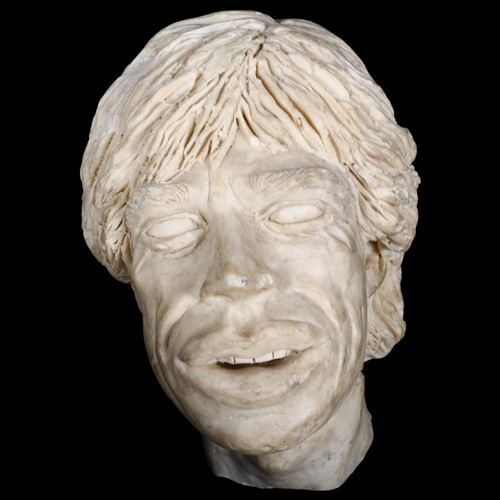 756 - Rolling Stones Interest : A wax sculpture, bust of Mick Jagger, unsigned, height 20cm.