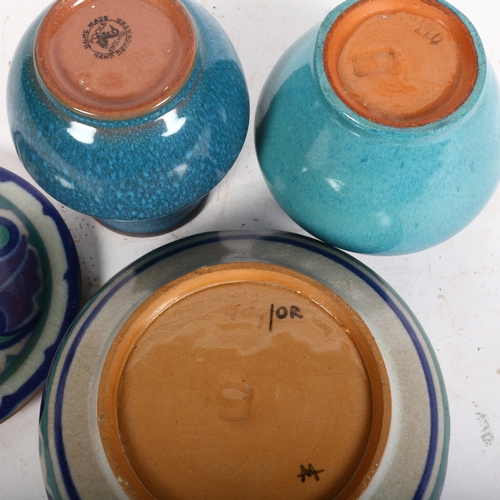 768 - A Poole Pottery mottled blue vase, a Poole Pottery turquoise mottled glazed vase, and a Poole Potter... 