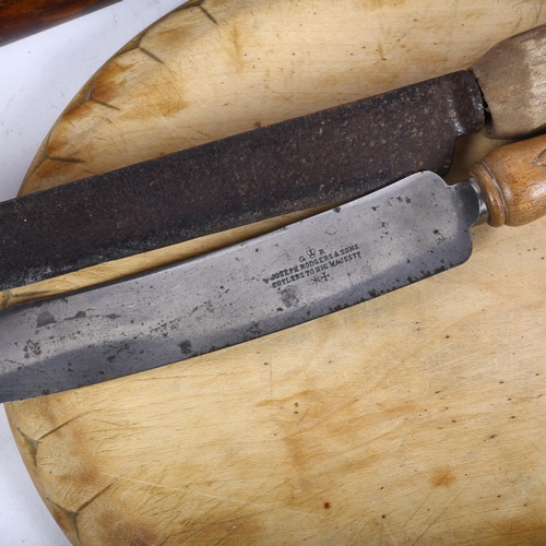 782 - A selection of Antique kitchenalia, including an oval hardwood breadboard, diameter 24.5cm, a substa... 