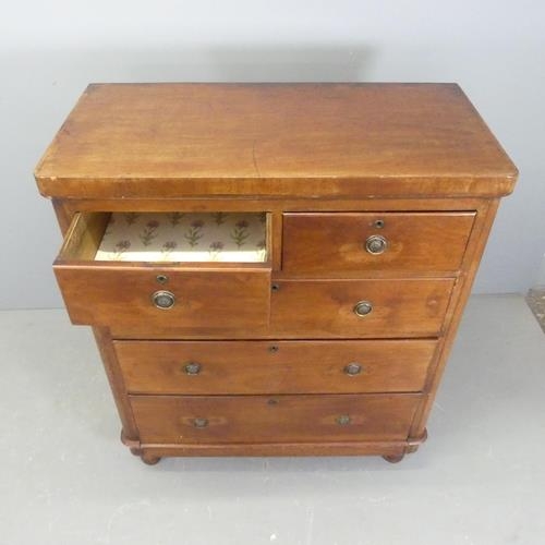 2503 - A Victorian mahogany chest of two short and three long drawers. Width 96cm, height 116cm, depth 47cm... 