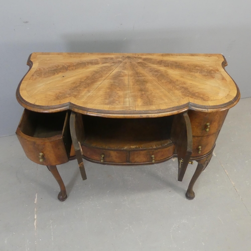 2667 - An early 20th century mahogany side table of scalloped form, with painted chinoiserie decoration, tw... 