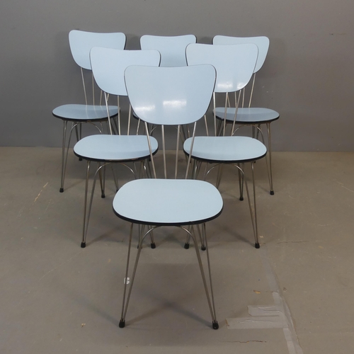 2669 - A set of six mid-century dining chairs, with Formica seats and backs on metal frames.