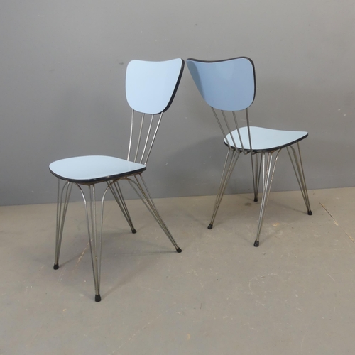 2669 - A set of six mid-century dining chairs, with Formica seats and backs on metal frames.