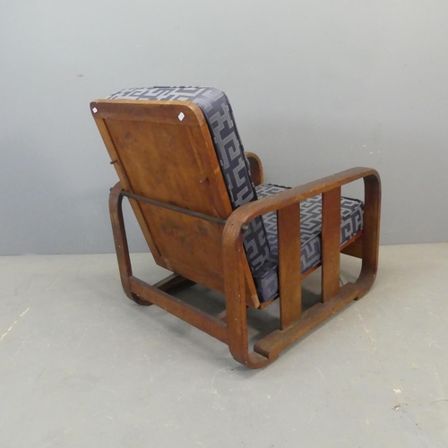 2685 - An early 20th century oak reclining lounge chair, in the manner of Heal's.