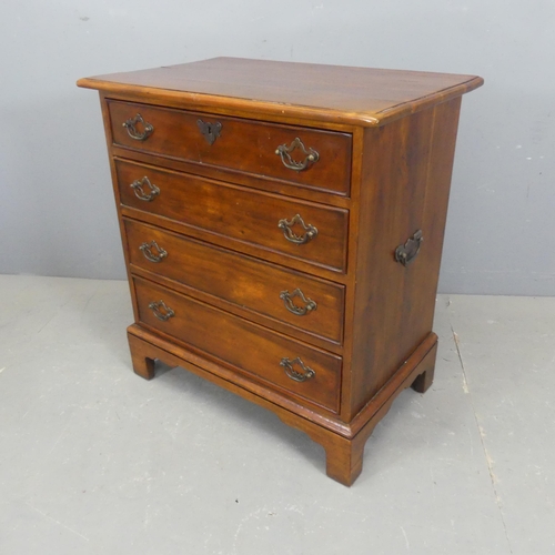 2709 - A Georgian style mahogany chest of four log drawers on bracket feet. Width 70cm, height 75cm, depth ... 