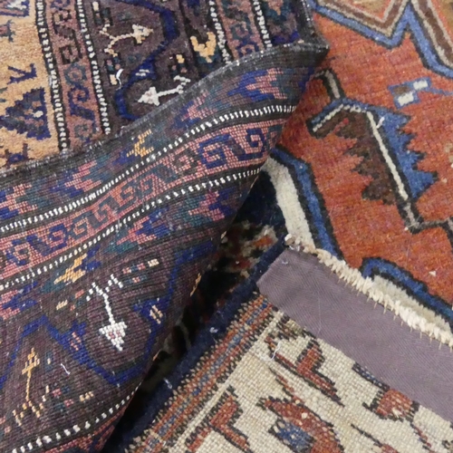 2307 - A blue-ground Persian prayer rug, length 123cm, width 88cm. and another rug. (2)