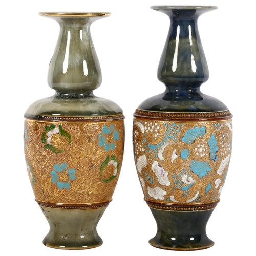 858 - A pair of Royal Doulton Slaters vases with gilded decoration, H20cm