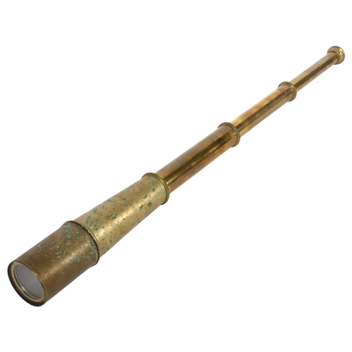 860 - A brass 3-draw telescope, L86cm