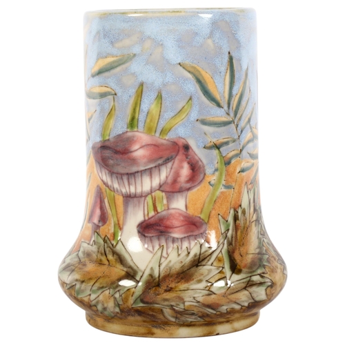 863 - A Cobridge stoneware vase in Toadstool pattern, H16cm