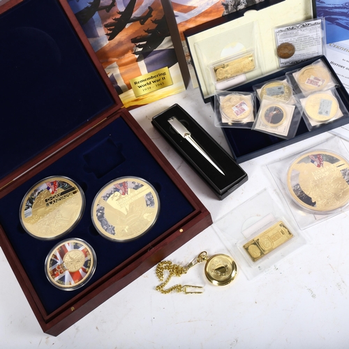 864 - A collection of various commemorative coins, including Remembering World War II (Victory In Europe m... 