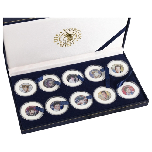 872 - A complete set of 10 official Elvis Presley colourised state quarters, in fitted case, with authenti... 