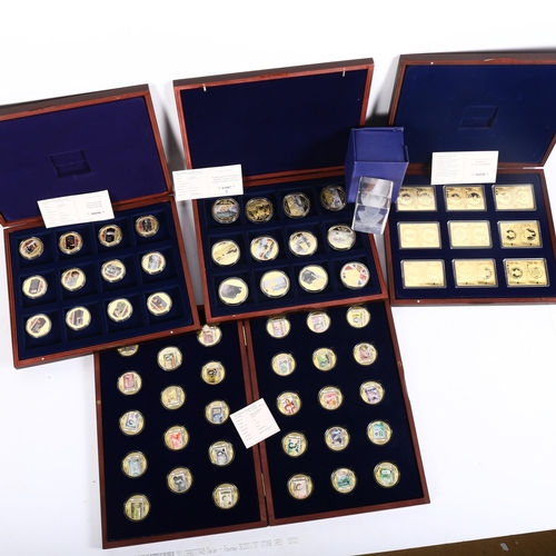 873 - 4 cased sets of commemorative coins, to included 50 years of decimalisation, Sir Winston Churchill, ... 