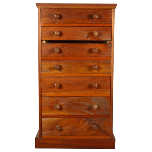 897 - A modern stained wood collector's chest of 7 drawers, 70.5cm x 40cm x 26.5cm