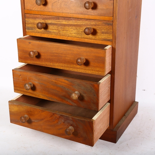 897 - A modern stained wood collector's chest of 7 drawers, 70.5cm x 40cm x 26.5cm