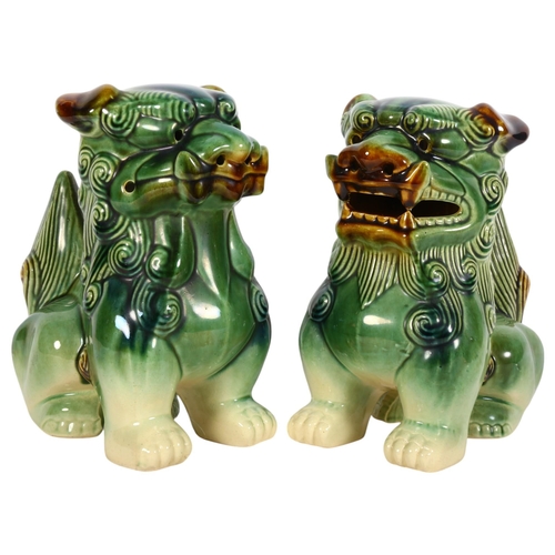 901 - A pair of ceramic glazed dogs of fu, unmarked, H25.5cm