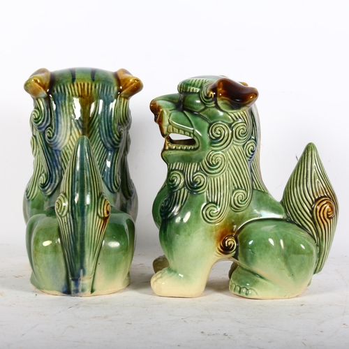 901 - A pair of ceramic glazed dogs of fu, unmarked, H25.5cm