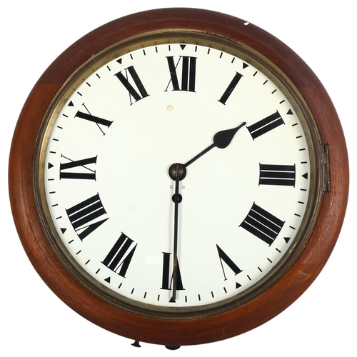 914 - A GPO mahogany-cased dial wall clock, with Roman numerals, marked 