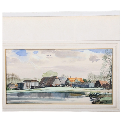 931 - L J Connor, watercolour, study of Moatlands Farm, Berkshire, 35cm x 49cm overall, framed