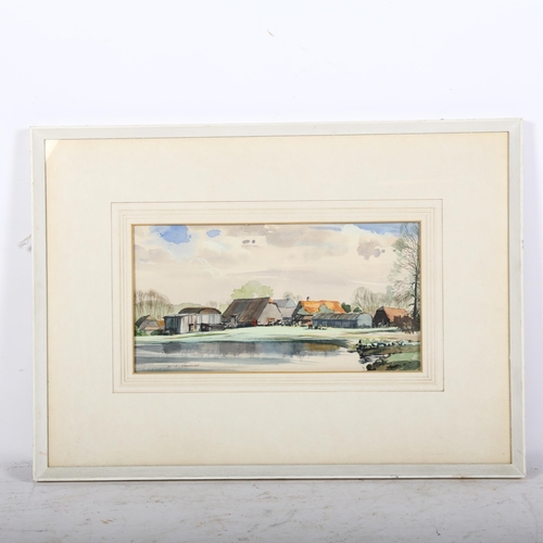 931 - L J Connor, watercolour, study of Moatlands Farm, Berkshire, 35cm x 49cm overall, framed