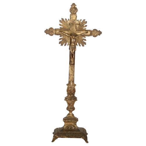 938 - A Continental gilt-metal Corpus Christi, H50cm