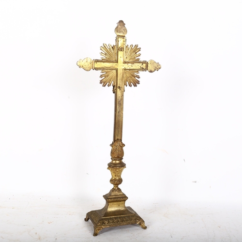 938 - A Continental gilt-metal Corpus Christi, H50cm