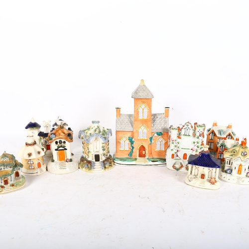 959 - A collection of 19th century and later Staffordshire pastille burners and cottages (11)