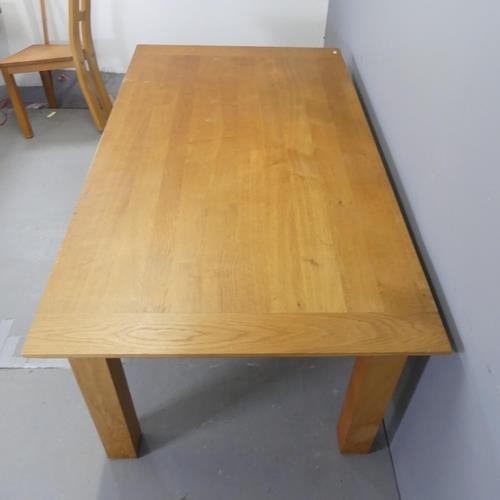 2522 - A modern light oak rectangular dining table, length 180cm, height 78cm, width 100cm, and a set of si... 